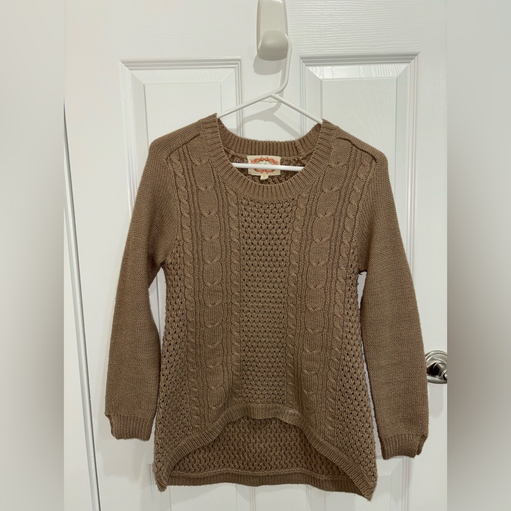 Ambiance Brown Cable Knit Sweater